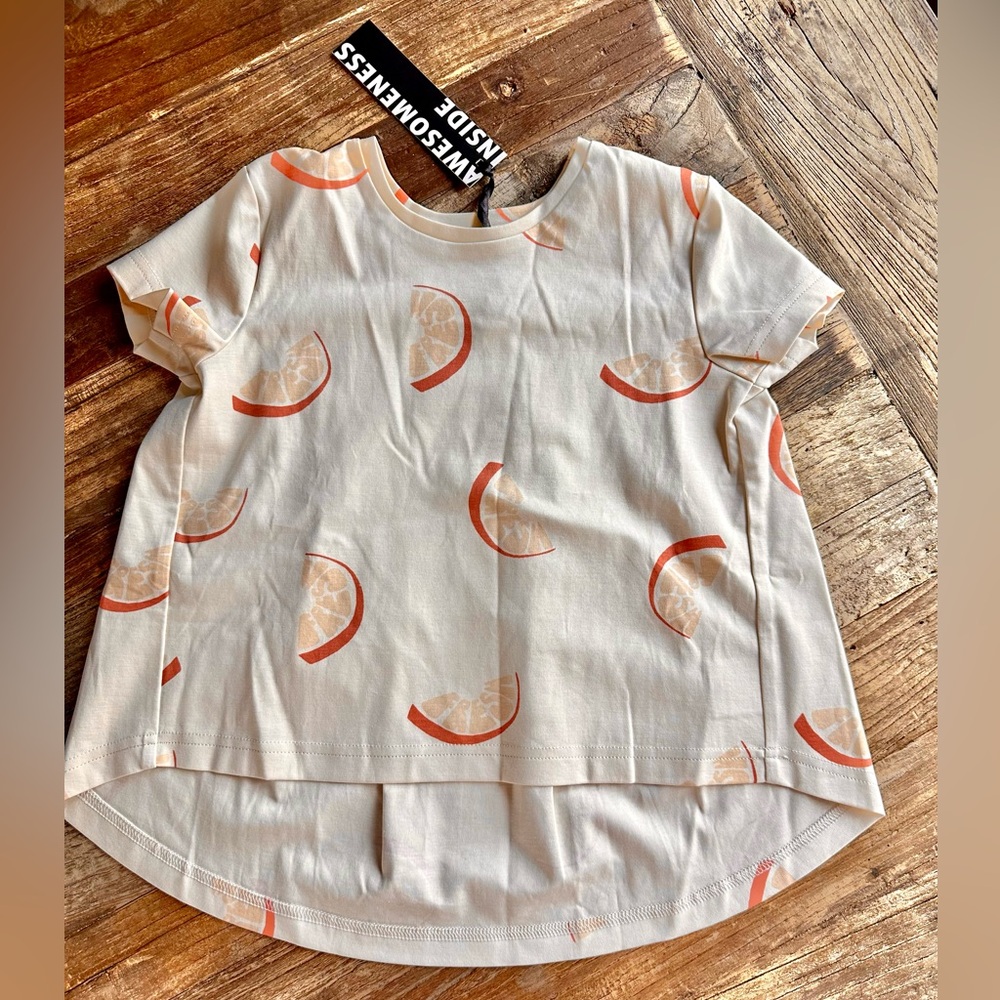 Omamimini Circle Hem Shirt in Fresh Orange 5T - Picture 2 of 6